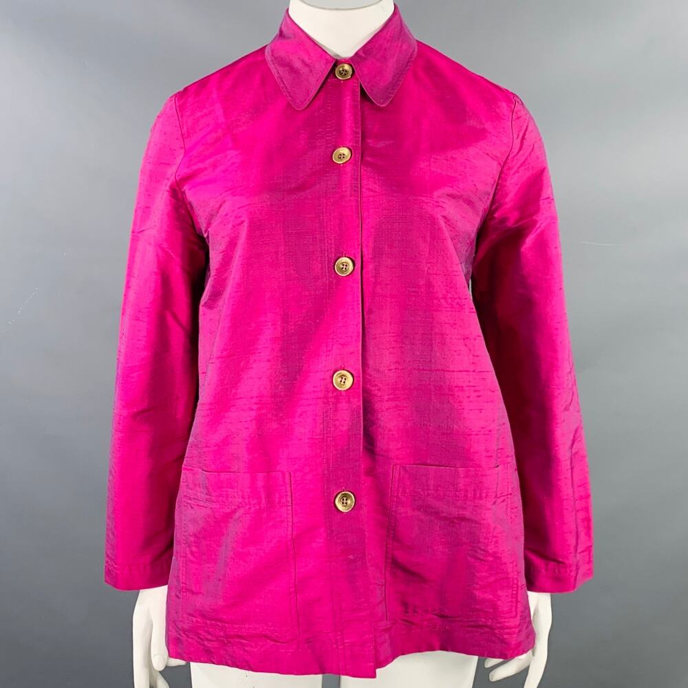 SAKS FIFTH AVENUE Size L Pink Fuchsia Silk Jacket Blazer